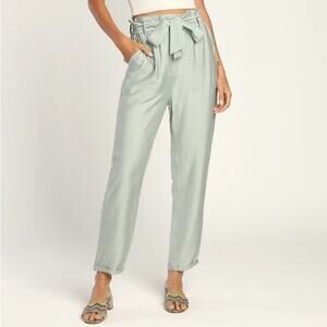 Weekend Date Dusty Sage Cropped Paperbag Waist Pants
Lulus